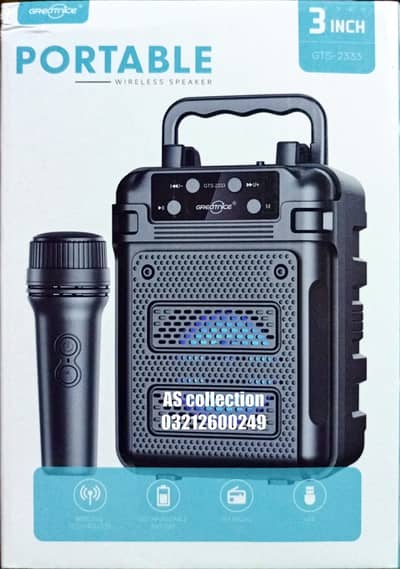 GTS-2333 Bluetooh Speaker with Wireless Microphone FM Radio USB,TFCard