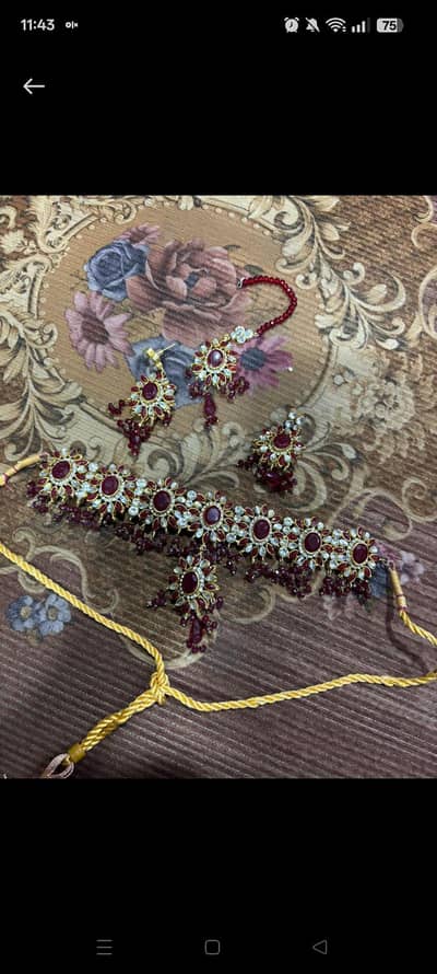 Golden and Maroon jewellery set