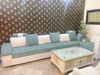 Brand New L-shaped Sofa with 2 Sofa chairs and Center Table