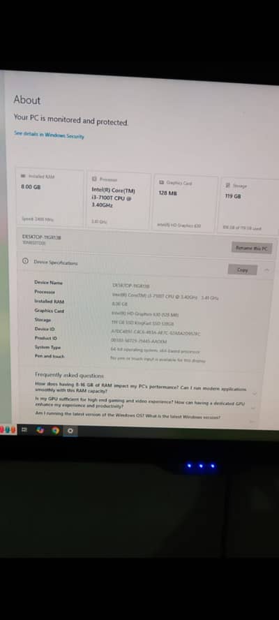 Core i3 7th gen PC for sale