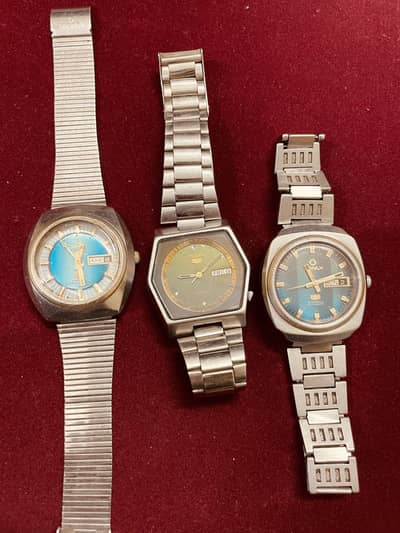 seiko and omax automatic watches lot