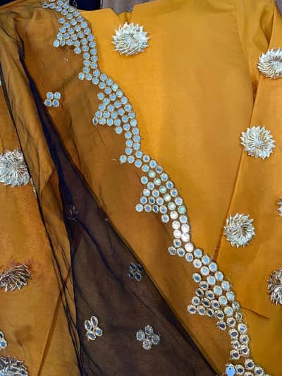 Yellow Gota flower Mehndi Dress -- with dupatta