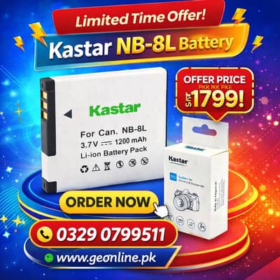 Kastar NB-8L Camera Battery 1200mAh for Canon – New