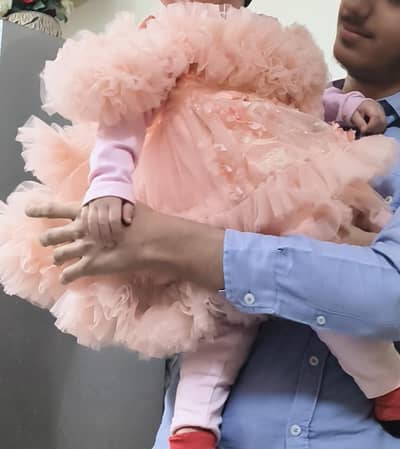 1 year baby girl dress for wedding beautiful frock pink colour net