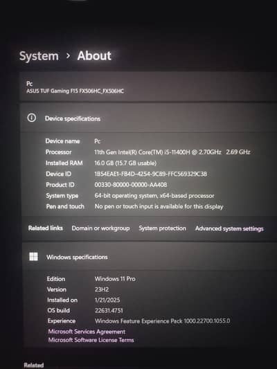 Asus Tuf Gaming i5 11th Gen