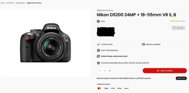 Nikon D 5200 24mp in brand new condition. Bought from Japan