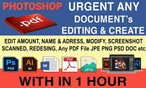 graphic design edit PDF JPG Scanned Screenshot Photoshop Document edit