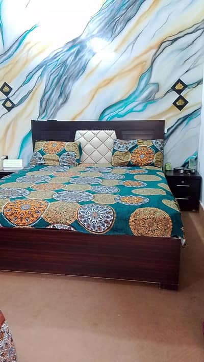 one year use king size bed with side table & dressing table