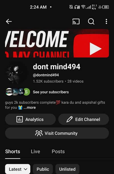 my YouTube  chanal sell