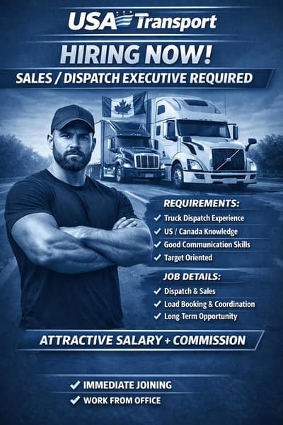 Urgent Hiring - Experienced Dispatch & Sales Boy/Girls (USA Transport)