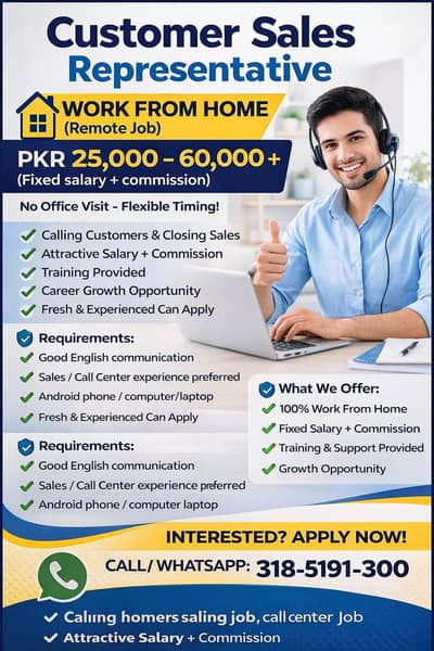 Customer Sales Representative – Work From Home (Remote Job)