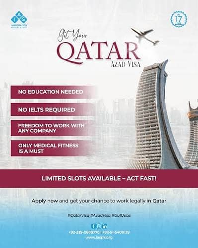 Qatar work visa Azad visa available