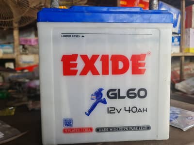 Exide battery Gl60 40 ampere battery in 3 months warranty