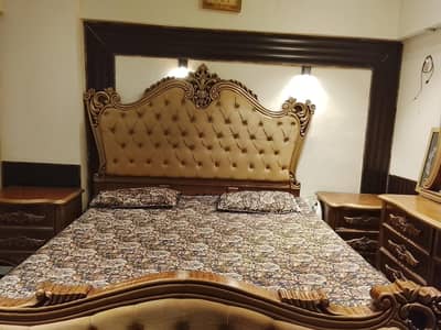 double bed set with side tables, mattress and dressing table for sale