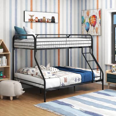 Kids Iron Bunk Beds Black Kids Student Twin Over Full Metal Bed . . .