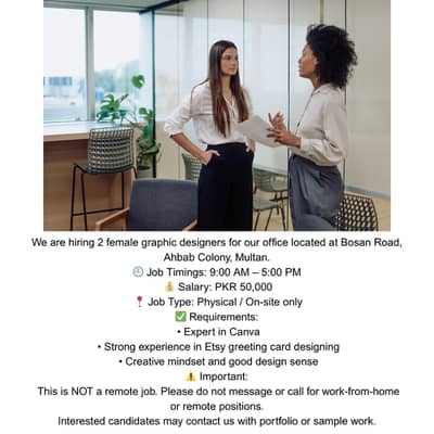 Need Female graphic designer.