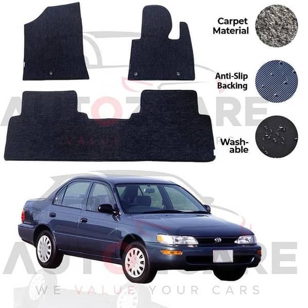 Toyota Corolla Genuine Fitting Carpet Floor Mat 3PCS - Model 1987-1994