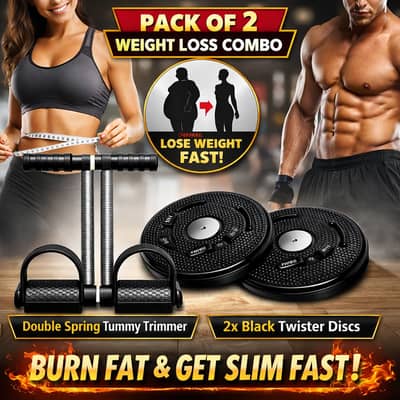 Pack of 2 Weight Loss Combo – Double Spring Tummy Trimmer & Black Twi