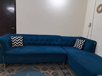 L shape sofa blue colour