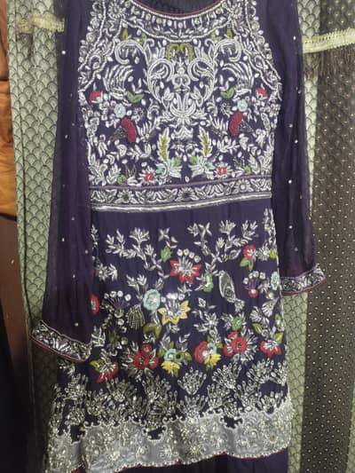 two piece palazo or short frock heavy embroidered