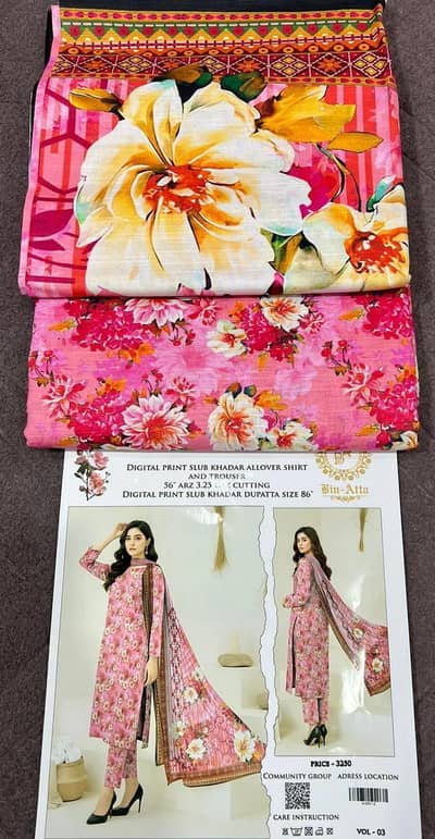 3 Pcs Women's Unstitched Printed Suit