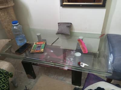 double glass table