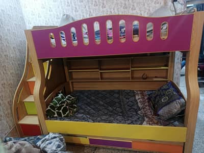 3 portion beautiful kids bed with cabinets stears 10\10 condition sale