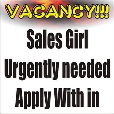 Need An Experienced sales girl