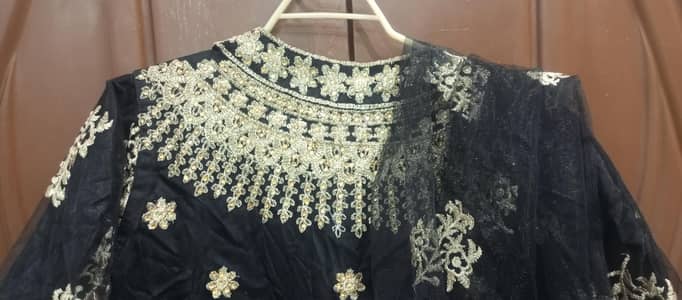 Elegant Black Embroidered Net Maxi – Party Wear