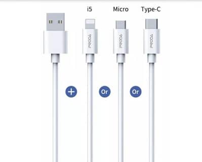 Remax Proda B47M USB‑A to Micro‑USB Cable type c and lightning cable