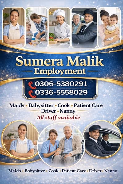 Baby sitter / maids / Nanny / Couple / Driver / Patient Care Services