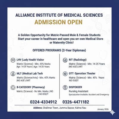 Admissions Open – LHV, CMW, CNA & Medical Diploma Programs