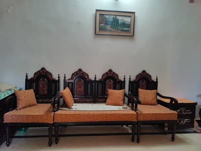 4 Seater Chinioti Haveli Style Sofa | Pure Tali Wood | Antique Design