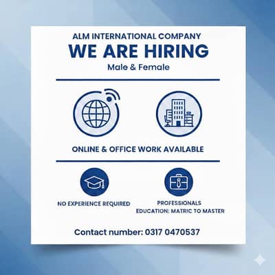 Online & Office Work Available – Male/Female – Freshers Welcome