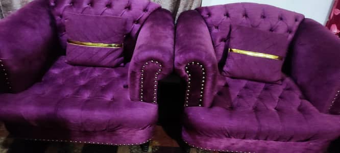 5 Seater Sofa Set for Sale Dark Purple Color