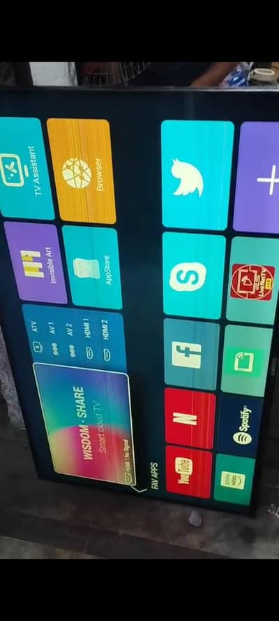 android led tv 50 inch borderless with box  lines appear only