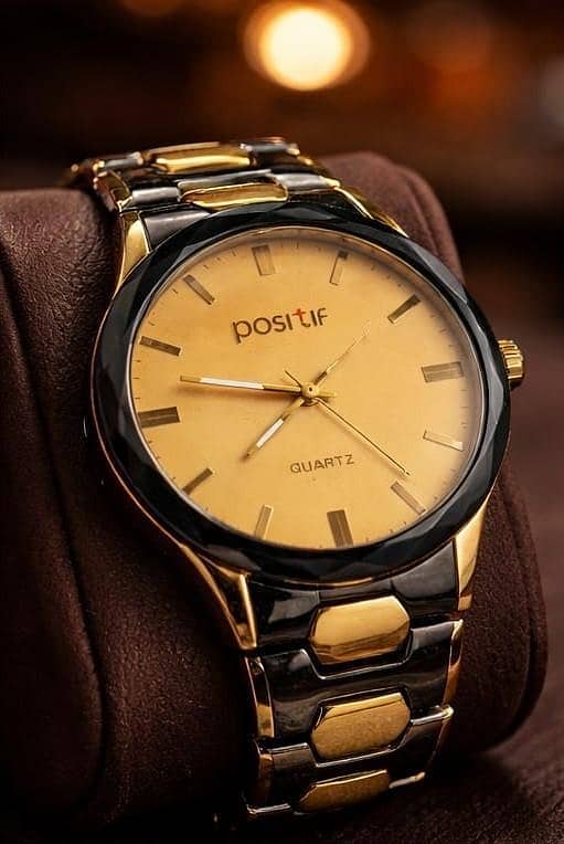 Positif Luxury Quartz Watch for Men – Two-Tone Gold and Black Stainless Steel Band