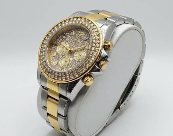 Luxury Diamond Bezel Chronograph Watch - Two-Tone Stainless Steel for Men