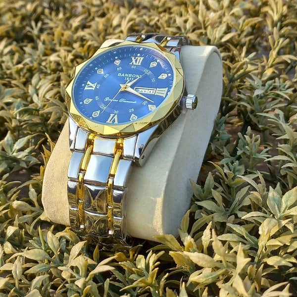 Fashion Men'S Quartz Watch Rhombus Numeral Dial Double Calendar Luminous Waterproof Steel Strap Watch Rhinestone Decorative Watch Business Watch Gift