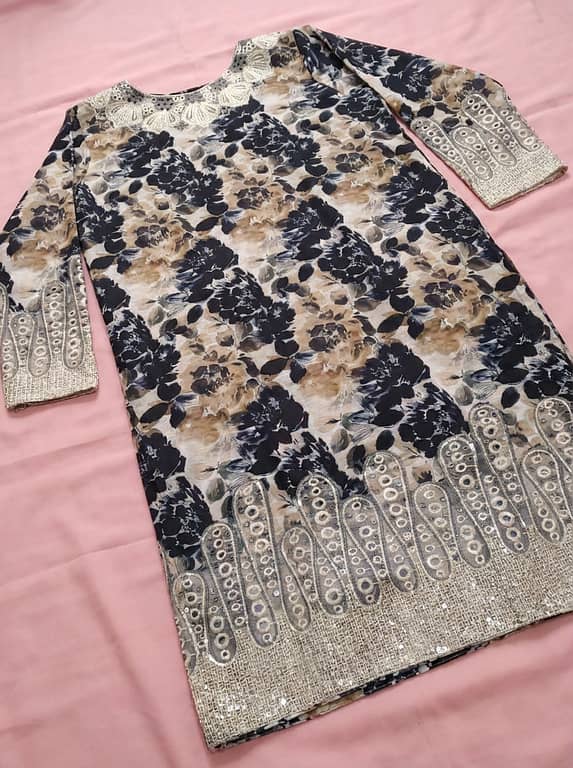 Women's Cotton Tunic with Floral Embroidery and Border Details