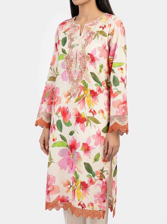 Stitched Embroidered Flower Gown – Shirt/Kurti for Women and Girls for Eid & Party Occasions