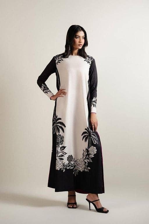 Elegant Digital Printed 3 Piece Dress - Shamoz Silk & Poly Silk  stitched/ unstitched