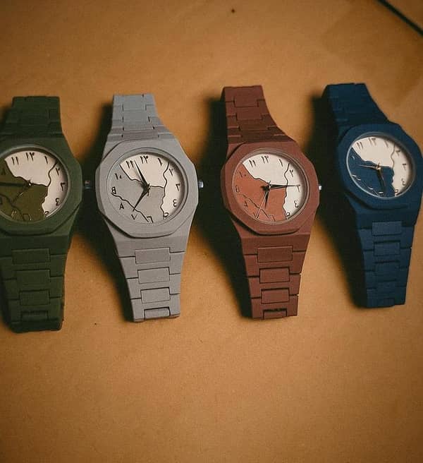 Premium Arabic Numerals Wrist Watch – Silicon Strap | Stylish Classic Islamic Dial | Unisex Fashion Watch (Blue & Army Green) AURA GREEN AURA BLUE AURA