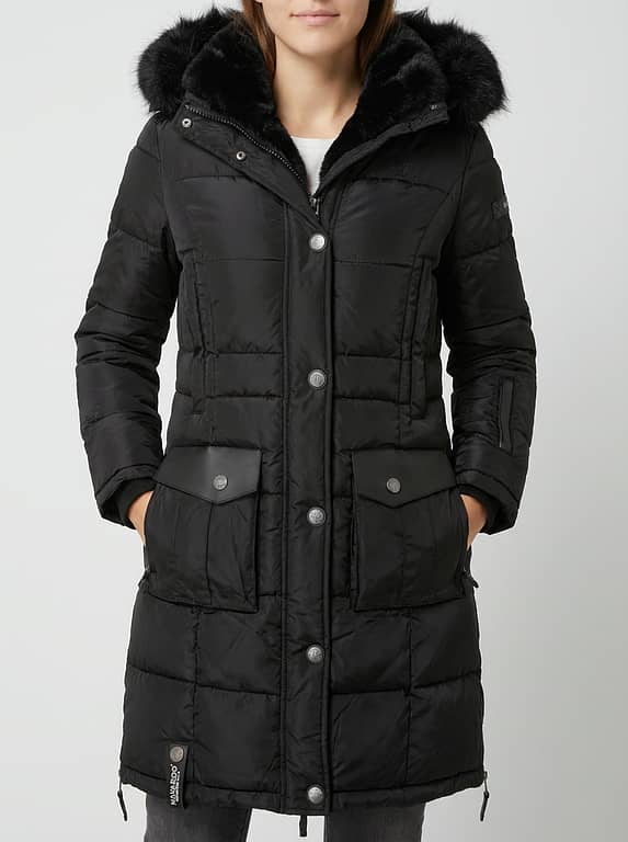 Women’s Long Puffer Winter Coat – Premium Warm Hooded Jacket with Fur Lining & Multiple Pockets (Black)