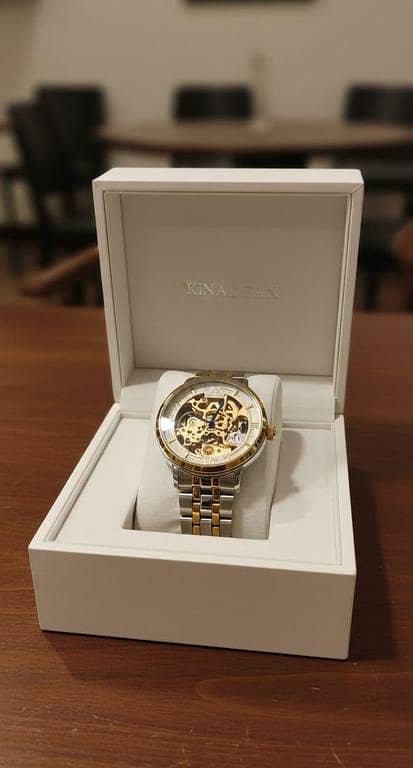 Luxury Skeleton Automatic Men’s Watch – Gold Stainless Steel Mechanical Wristwatch