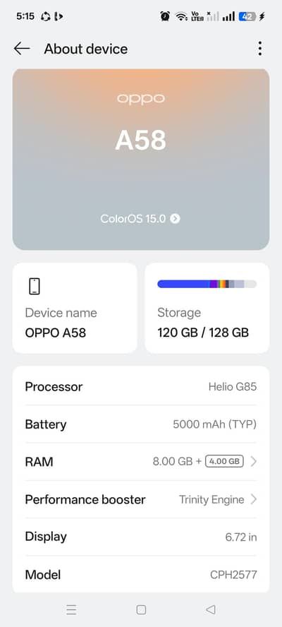 Oppo A58 For Sale 8/128