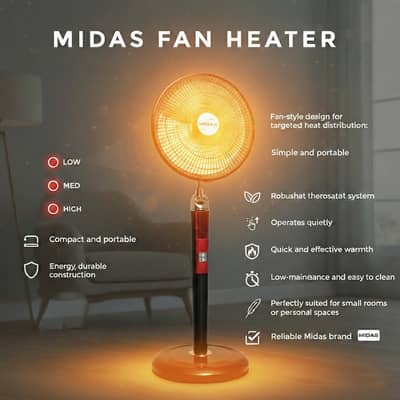 Midas Italy Imported Electric Halogen Heater Fan | With Remote | Best