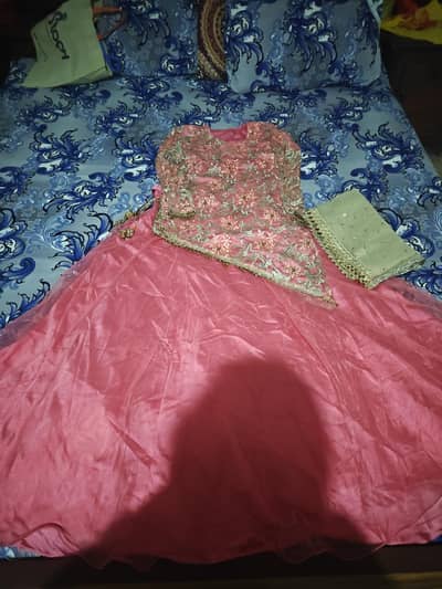 Designer Style Pink/Peach Embroidered Dress for Sale