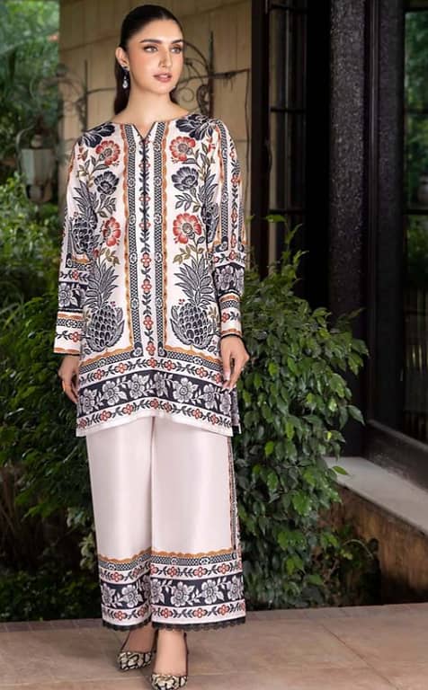 Women’s 2 Piece Printed Co-Ord Set – Short Length Blended Lawn Silk Suit | Stylish Coat Set for Casual & Party Wear | 2 Piece Printed Suit 2025 collection