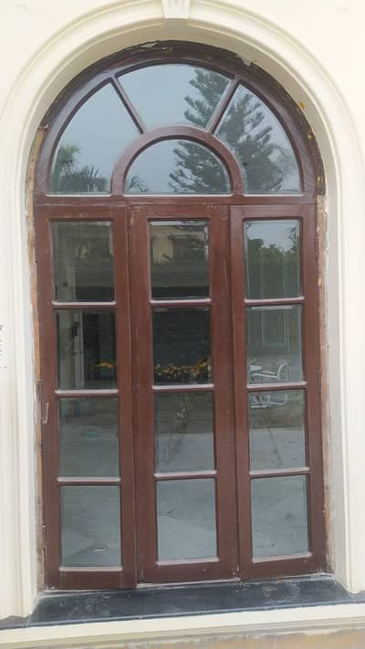 Six Wooden Windows with Beveled Glass for sale